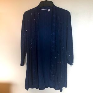 Size L navy blue beaded/embroidered cardigan